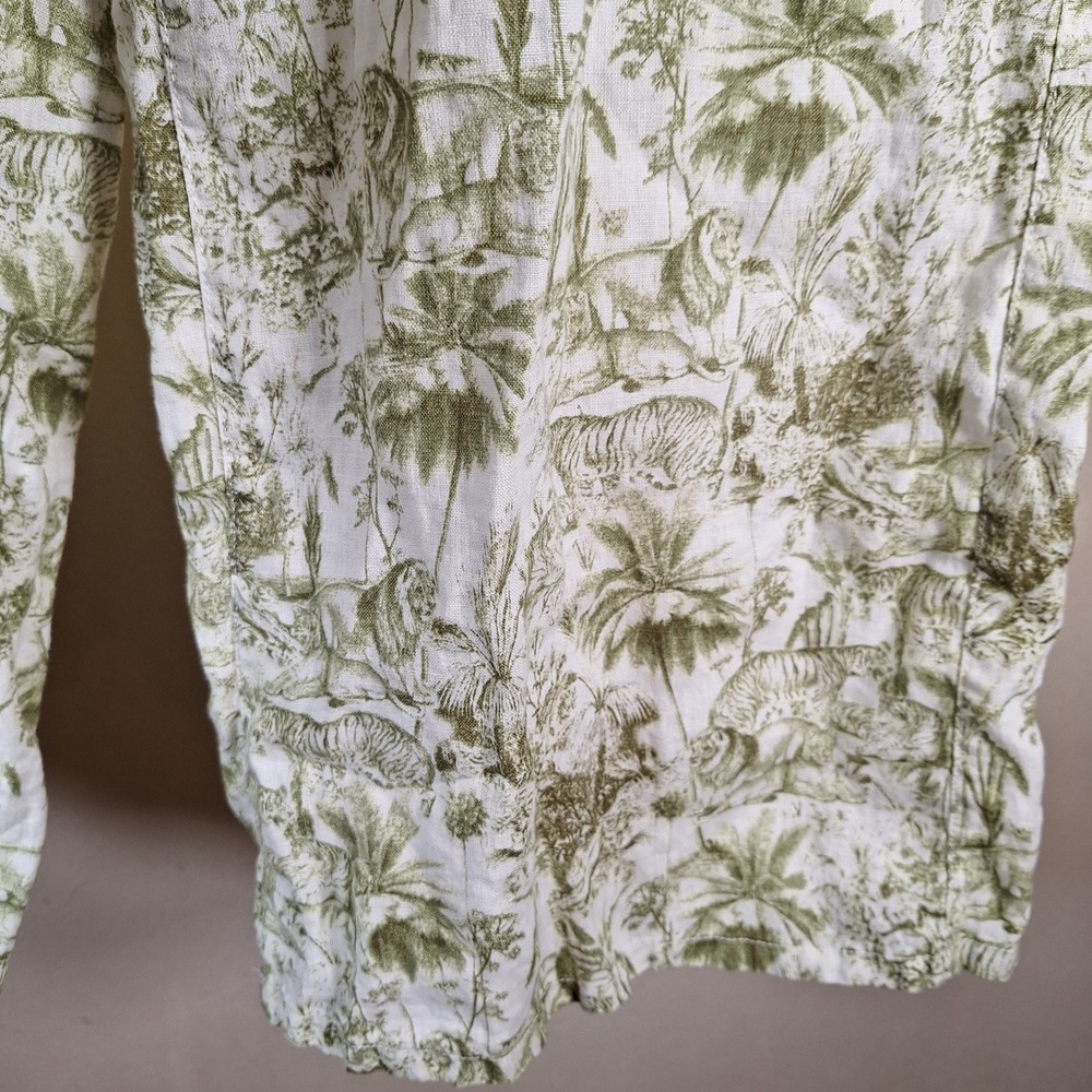 Rachel Zoe 100% Linen Wide Leg Lions Tigers Boho Beachy Lounge Pants Medium - Picture 8 of 10